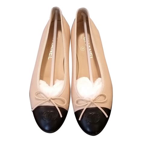 chanel ballet flats beige black|chanel beige black ballerina flats.